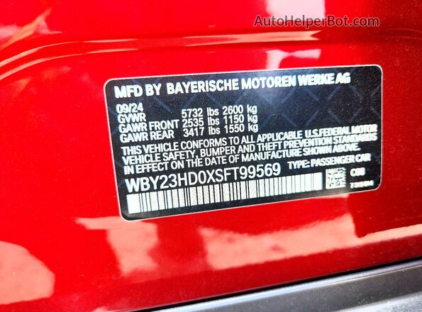 WBY23HD0XSFT99569 2025 BMW I4 Red Vista del compartimento del motor