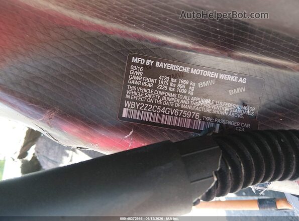 WBY2Z2C54GV675976 2016 BMW I8 Синий Вид подкапотного пространства