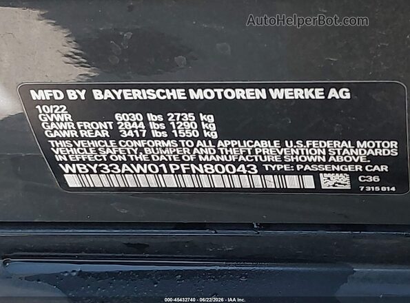 WBY33AW01PFN80043 2023 BMW I4 Gray Вид підкапотного простору
