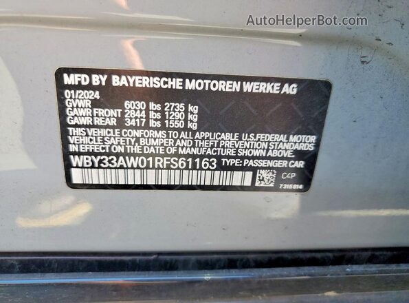 WBY33AW01RFS61163 2024 BMW I4 Silver 