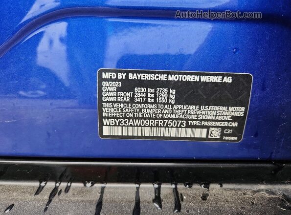 WBY33AW09RFR75073 2024 BMW I4 Blue Շարժիչի բաժամունքի տեսք