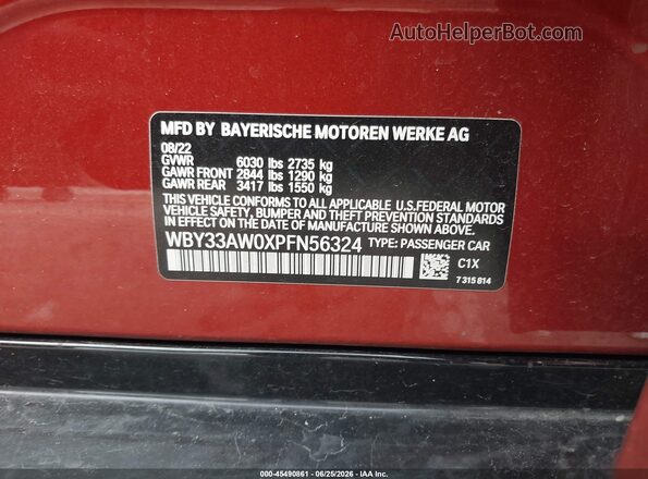 WBY33AW0XPFN56324 2023 BMW I4 Orange Widok komory silnika