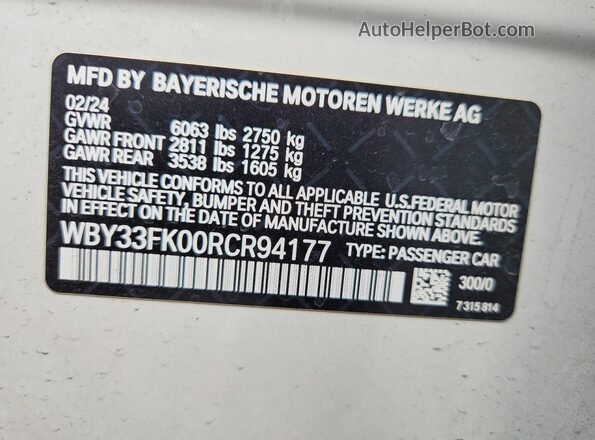 WBY33FK00RCR94177 2024 BMW OTHER White 
