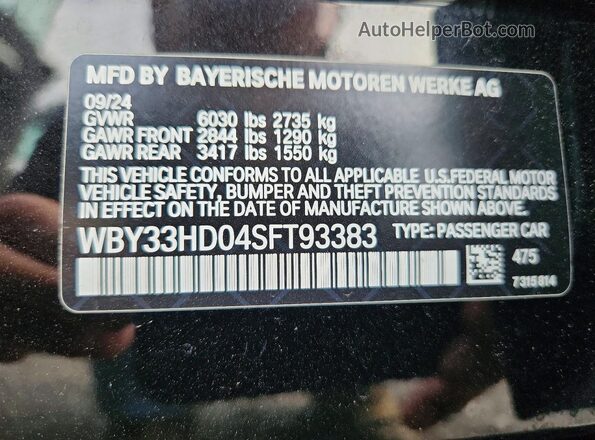 WBY33HD04SFT93383 2025 BMW I4 Black 