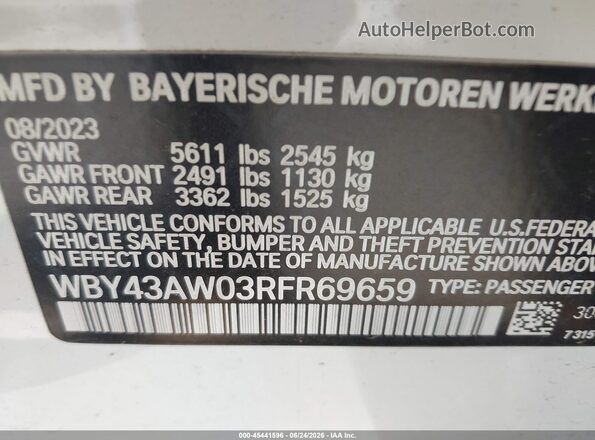 WBY43AW03RFR69659 2024 BMW I4 White Շարժիչի բաժամունքի տեսք