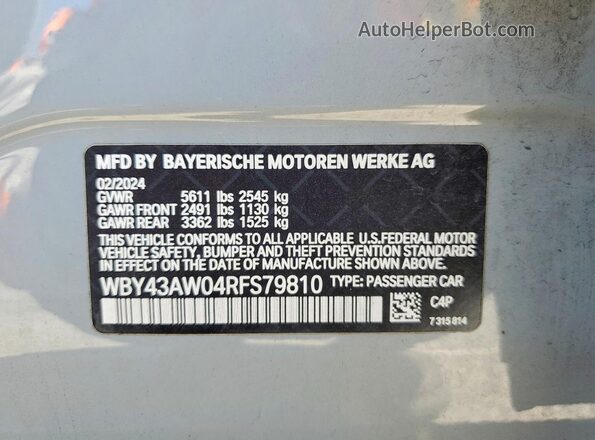 WBY43AW04RFS79810 2024 BMW I4 Gray Vista del compartimento del motor
