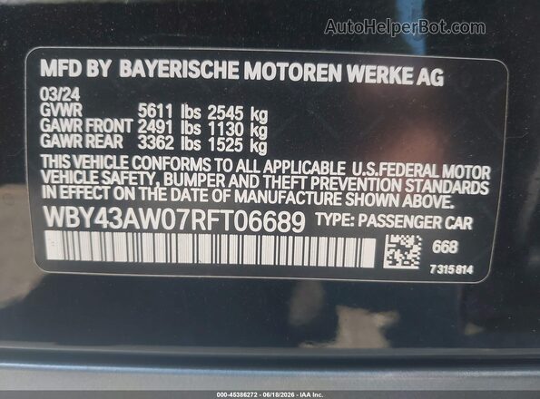 WBY43AW07RFT06689 2024 BMW I4 Black Vista del compartimento del motor