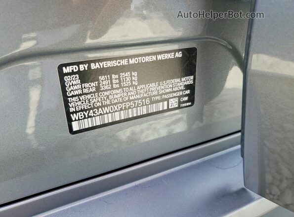 WBY43AW0XPFP57516 2023 BMW I4 Gray 