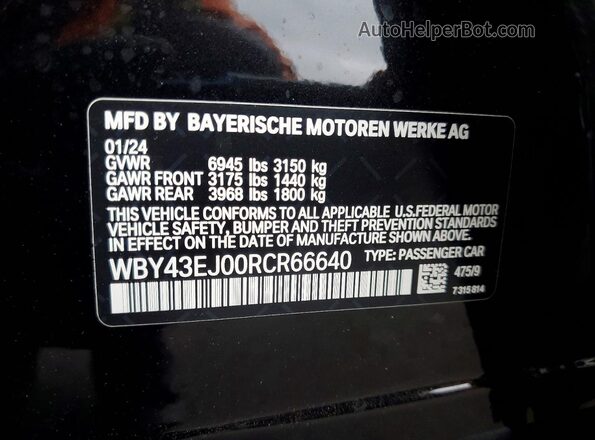 WBY43EJ00RCR66640 2024 BMW OTHER Black Вид наклейки з VIN-кодом