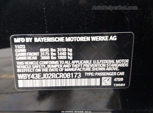 WBY43EJ02RCR08173 2024 BMW OTHER Black Engine compartment view