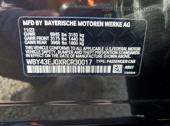 WBY43EJ0XRCR30017 2024 BMW OTHER Black ძრავის განყოფილების ხედი