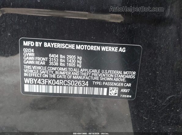 WBY43FK04RCS02634 2024 BMW OTHER Black ძრავის განყოფილების ხედი