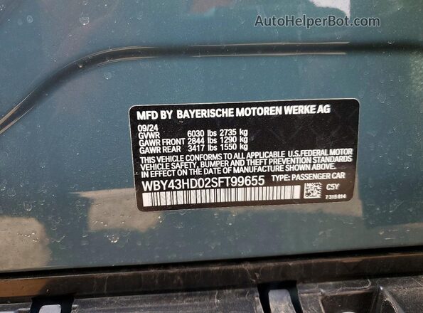 WBY43HD02SFT99655 2025 BMW I4 Blue 