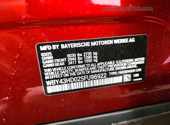 WBY43HD02SFU96922 2025 BMW I4 Red Widok komory silnika