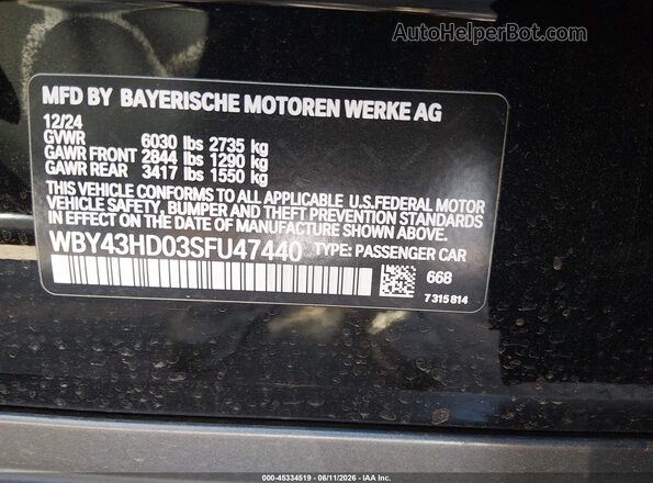 WBY43HD03SFU47440 2025 BMW I4 Черный Вид подкапотного пространства