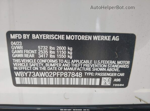 WBY73AW02PFP87848 2023 BMW I4 Белый Вид подкапотного пространства