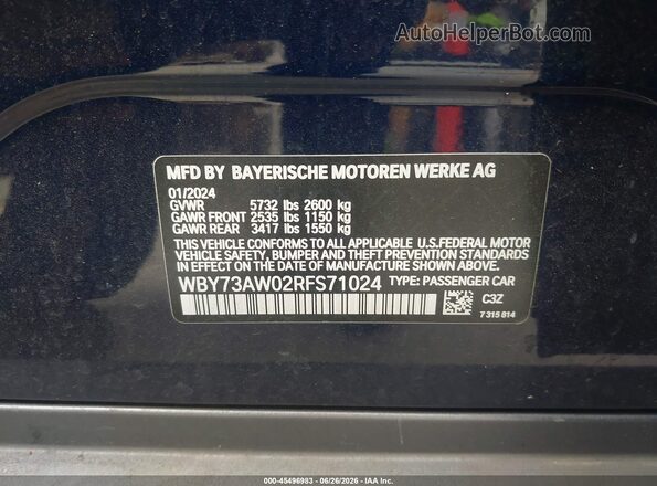 WBY73AW02RFS71024 2024 BMW I4 Blue Շարժիչի բաժամունքի տեսք