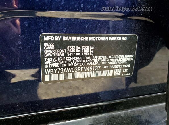 WBY73AW03PFN46137 2023 BMW I4 Blue Շարժիչի բաժամունքի տեսք