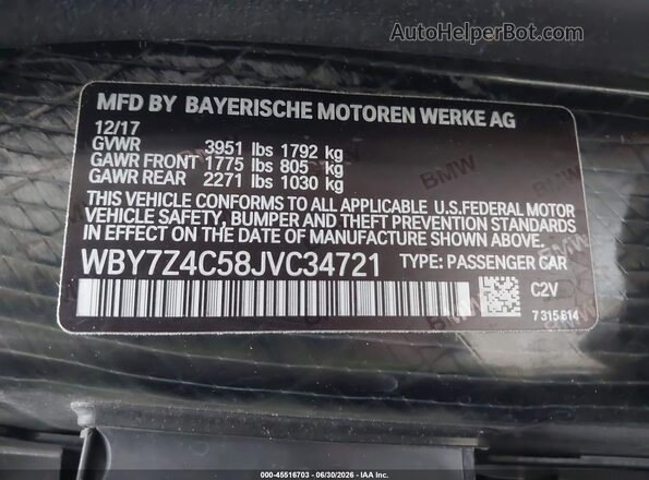 WBY7Z4C58JVC34721 2018 BMW I3 Gray Widok komory silnika