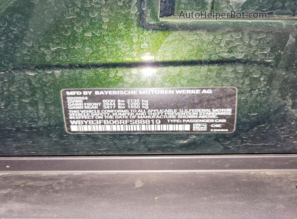 WBY83FB06RFS88819 2024 BMW I4 Green 