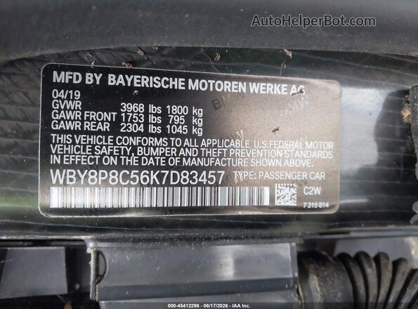 WBY8P8C56K7D83457 2019 BMW OTHER Black Vista del compartimento del motor