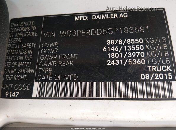 WD3PE8DD5GP183581 2016 MERCEDES-BENZ SPRINTER White Engine compartment view