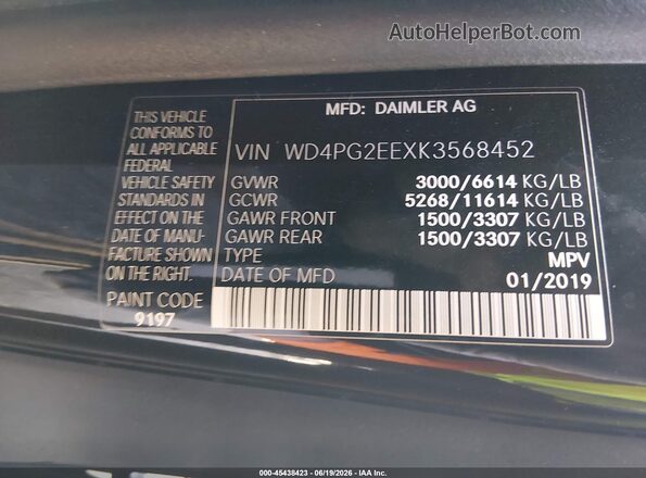 WD4PG2EEXK3568452 2019 MERCEDES-BENZ METRIS Black Vista del compartimento del motor