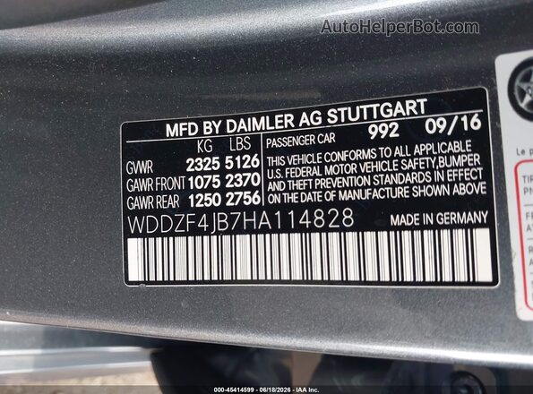 WDDZF4JB7HA114828 2017 MERCEDES-BENZ E-CLASS Gray Вид підкапотного простору