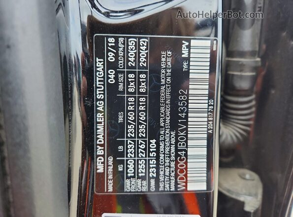 WDC0G4JB0KV143582 2019 MERCEDES-BENZ GLC-CLASS Black VIN sticker view
