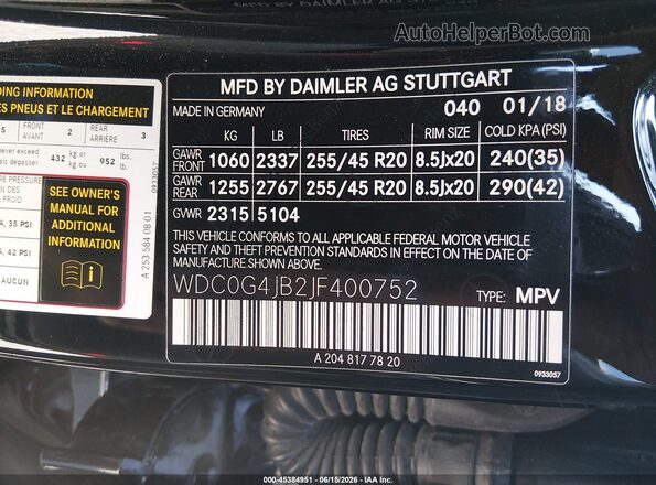 WDC0G4JB2JF400752 2018 MERCEDES-BENZ GLC 300 Черный Вид подкапотного пространства