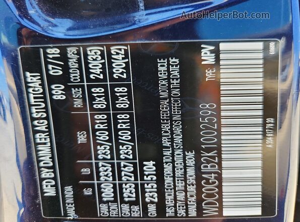 WDC0G4JB2K1002598 2019 MERCEDES-BENZ GLC-CLASS Blue Вид підкапотного простору
