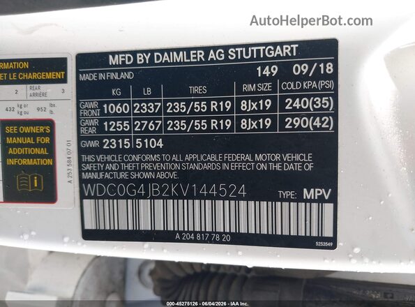 WDC0G4JB2KV144524 2019 MERCEDES-BENZ GLC 300 White Vista del compartimento del motor