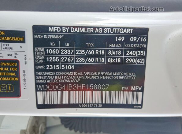 WDC0G4JB3HF158807 2017 MERCEDES-BENZ GLC-CLASS White Engine compartment view