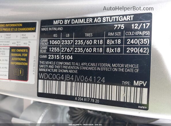 WDC0G4JB4JV064124 2018 MERCEDES-BENZ GLC 300 Серебряный Вид подкапотного пространства