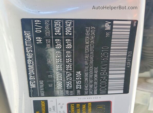 WDC0G4JB4KV162510 2019 MERCEDES-BENZ GLC-CLASS White Vista del compartimento del motor
