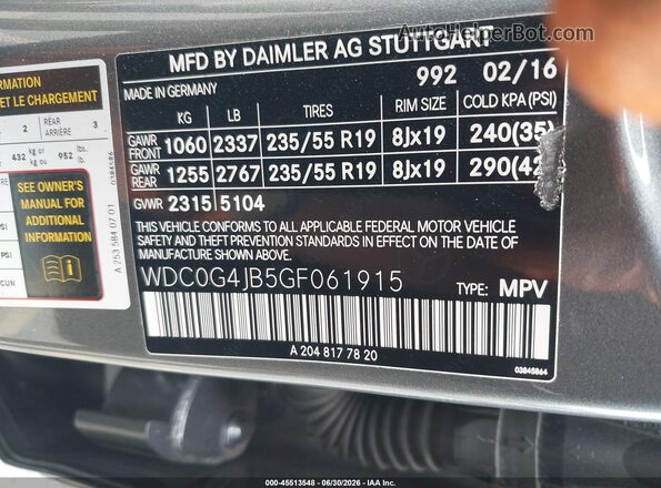 WDC0G4JB5GF061915 2016 MERCEDES-BENZ GLC 300 Gray Вид підкапотного простору