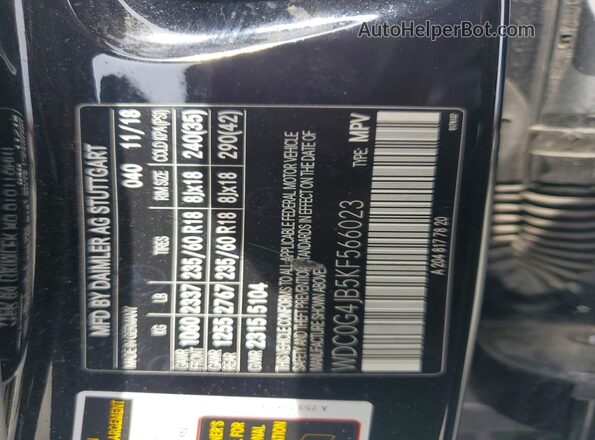 WDC0G4JB5KF566023 2019 MERCEDES-BENZ GLC-CLASS Charcoal Vista de la etiqueta del VIN