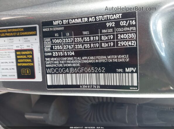 WDC0G4JB6GF065262 2016 MERCEDES-BENZ GLC 300 Gray Vista del compartimento del motor