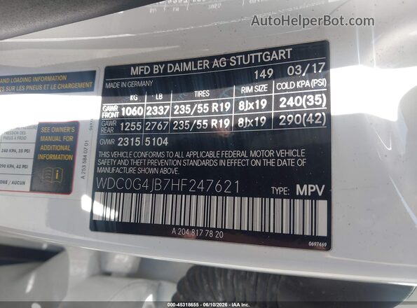 WDC0G4JB7HF247621 2017 MERCEDES-BENZ GLC 300 White Widok komory silnika
