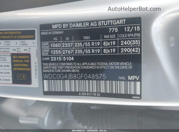 WDC0G4JB8GF048575 2016 MERCEDES-BENZ GLC 300 Silver Вид підкапотного простору