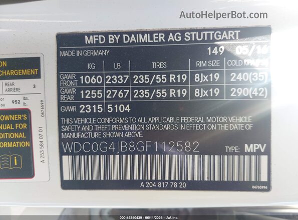 WDC0G4JB8GF112582 2016 MERCEDES-BENZ GLC 300 White Widok komory silnika