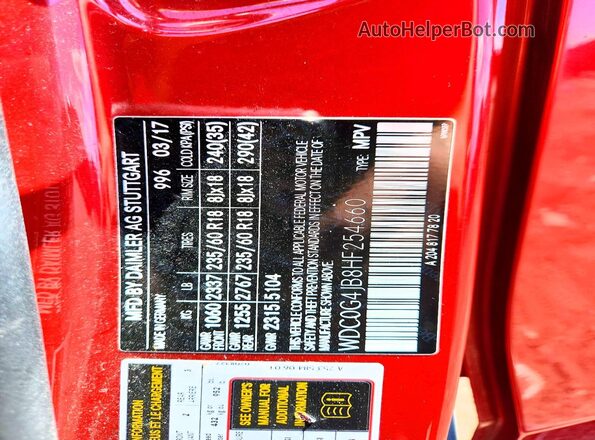 WDC0G4JB8HF254660 2017 MERCEDES-BENZ GLC-CLASS Red 