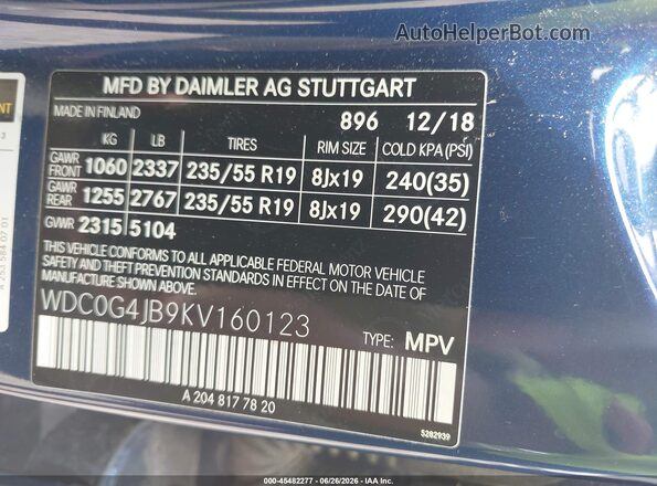 WDC0G4JB9KV160123 2019 MERCEDES-BENZ GLC 300 Синий Вид подкапотного пространства