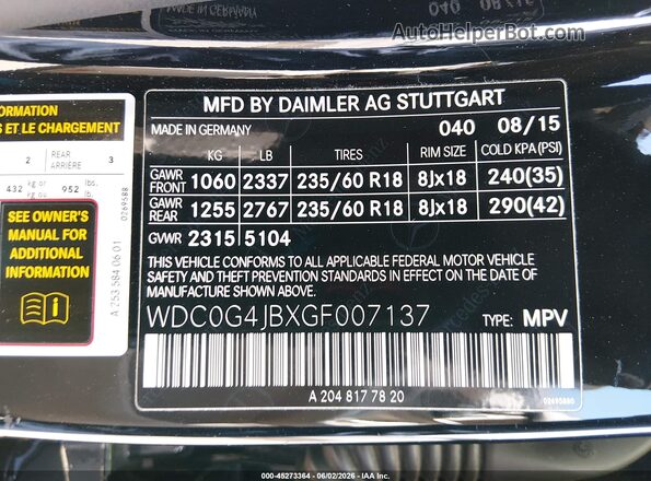 WDC0G4JBXGF007137 2016 MERCEDES-BENZ GLC 300 Black 