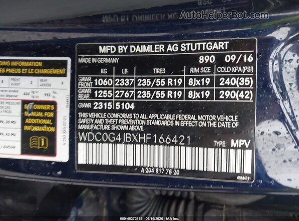 WDC0G4JBXHF166421 2017 MERCEDES-BENZ GLC 300 Dark Blue Widok komory silnika