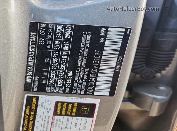 WDC0G4JBXKV131097 2019 MERCEDES-BENZ GLC-CLASS Серебряный Вид наклейки с VIN-кодом