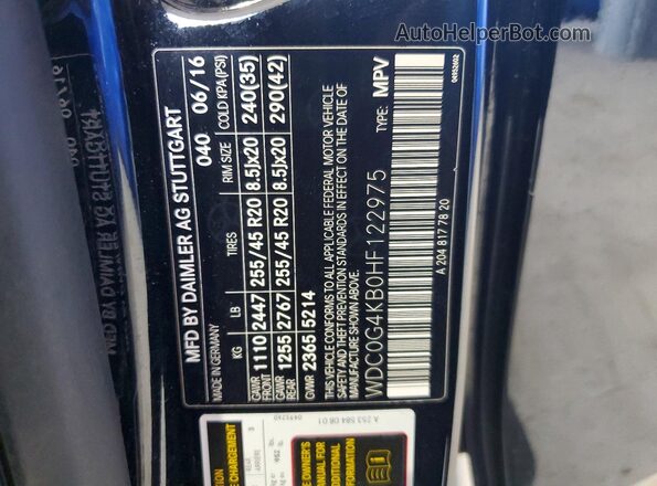 WDC0G4KB0HF122975 2017 MERCEDES-BENZ GLC-CLASS Black VIN sticker view