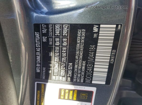 WDC0G4KB1JV044184 2018 MERCEDES-BENZ GLC-CLASS Gray VIN კოდის სტიკერის ხედი