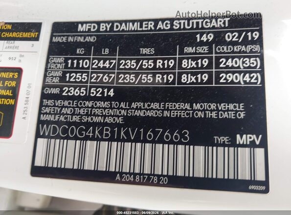 WDC0G4KB1KV167663 2019 MERCEDES-BENZ GLC 300 Белый Вид подкапотного пространства