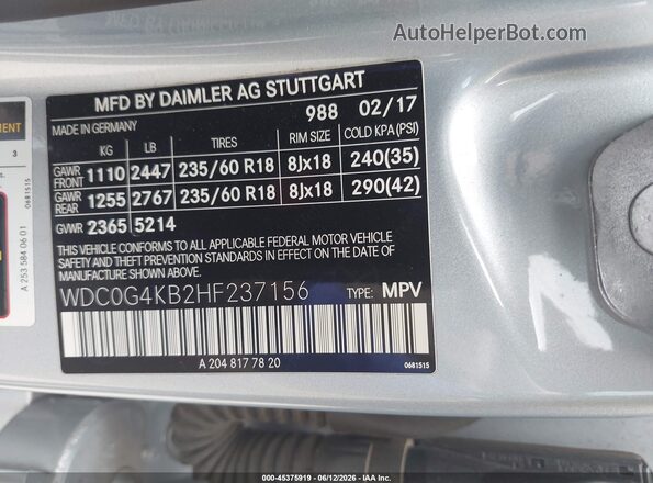 WDC0G4KB2HF237156 2017 MERCEDES-BENZ GLC 300 Light Blue Շարժիչի բաժամունքի տեսք